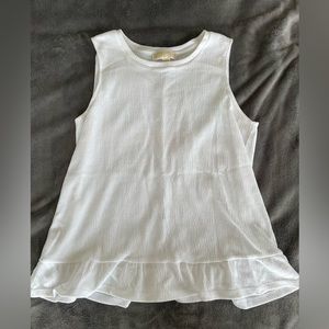 Michael Kors White Textured Office Peplum Tank